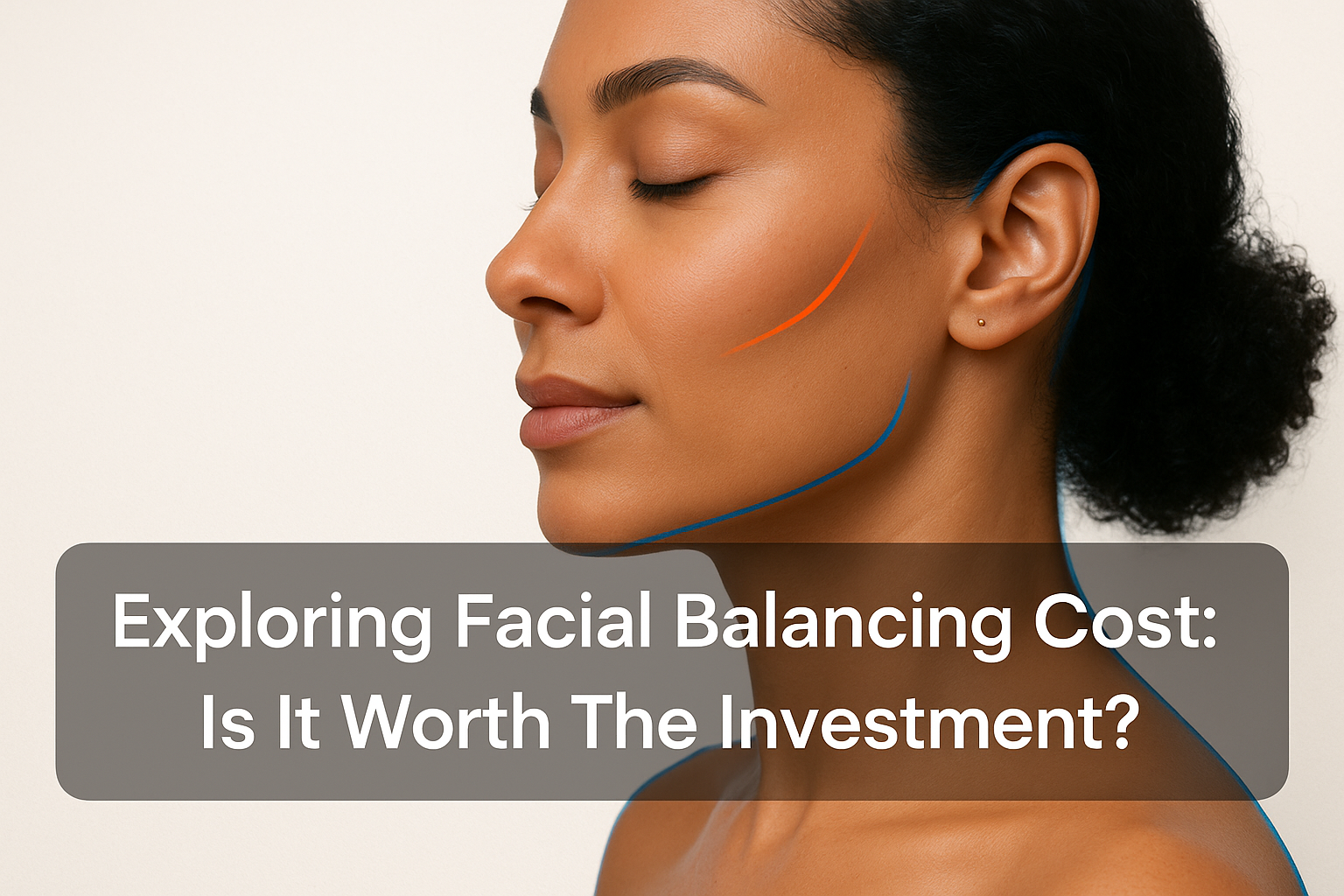 Close-up of a balanced mid-face profile of a woman showing contour enhancement and facial symmetry aesthetic treatment concept with a clean professional style on a light background.