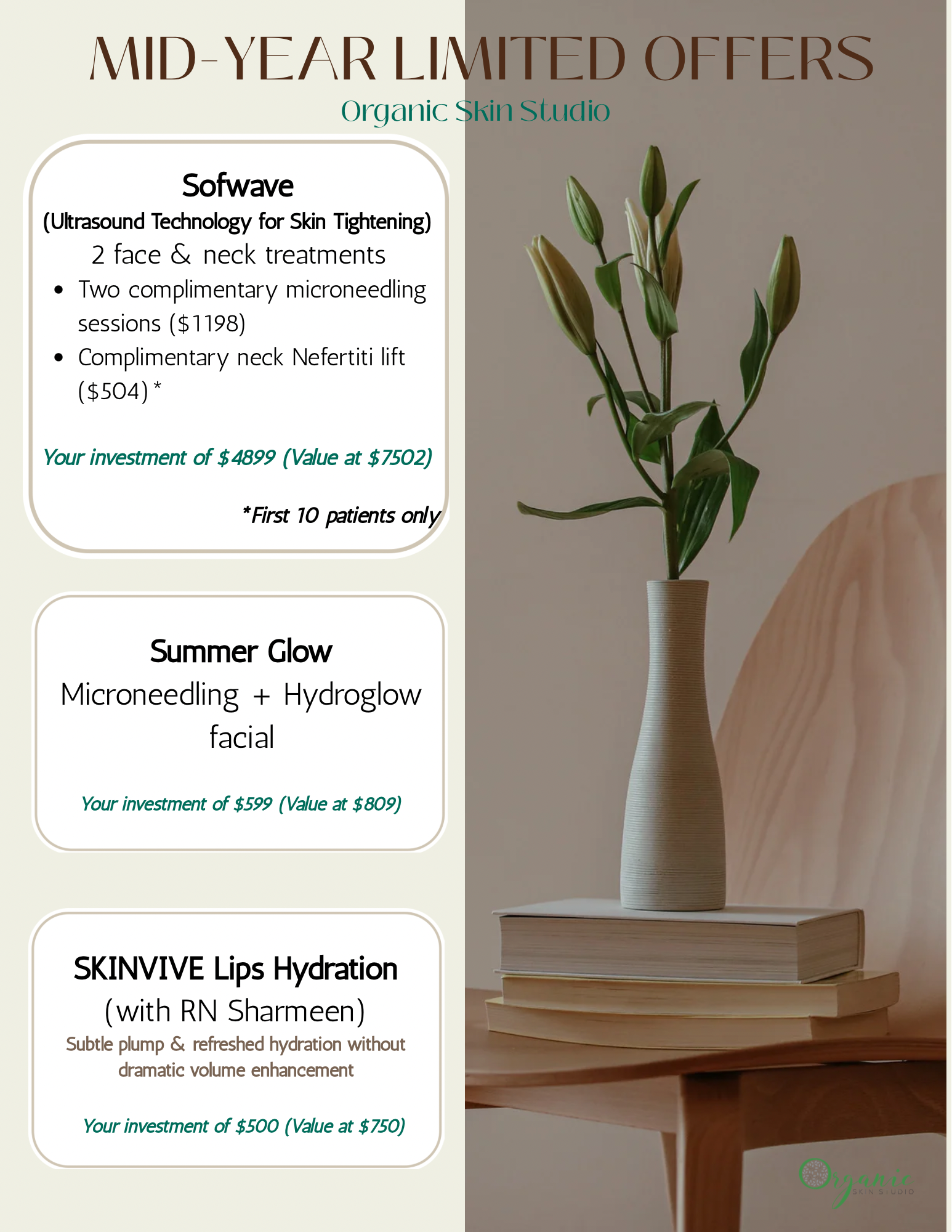 Mid-Year Limited Offers Organic Skin Studio