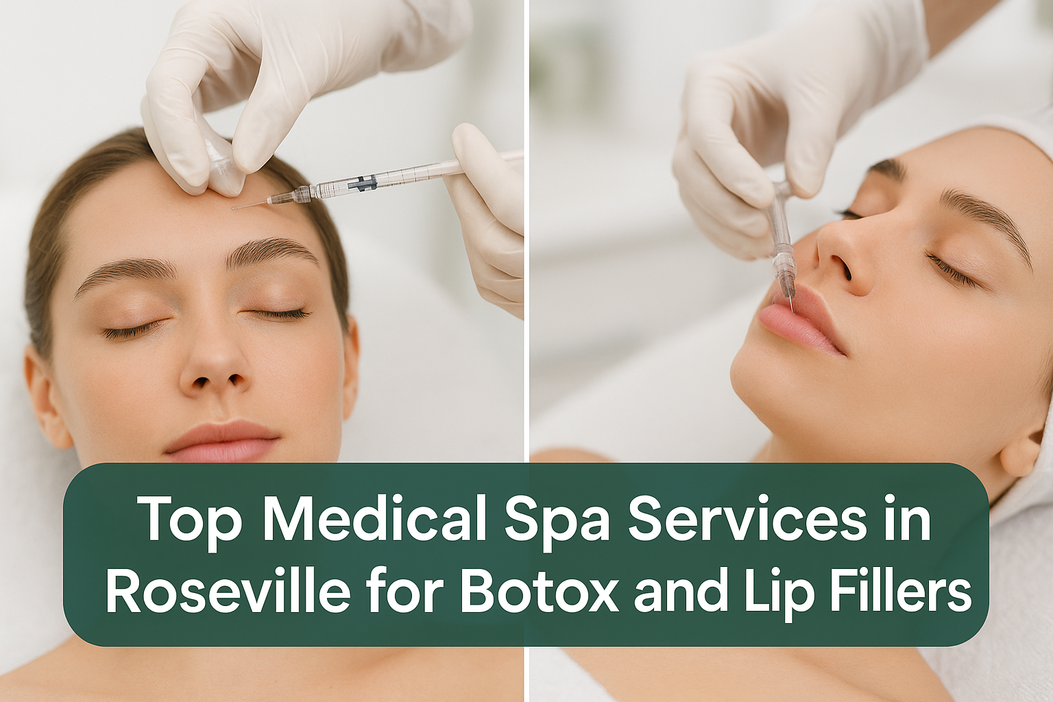 Professional medical spa thumbnail showing Botox and lip filler treatments on a woman's face, highlighting advanced aesthetic services in Roseville with clean and natural skin appearance