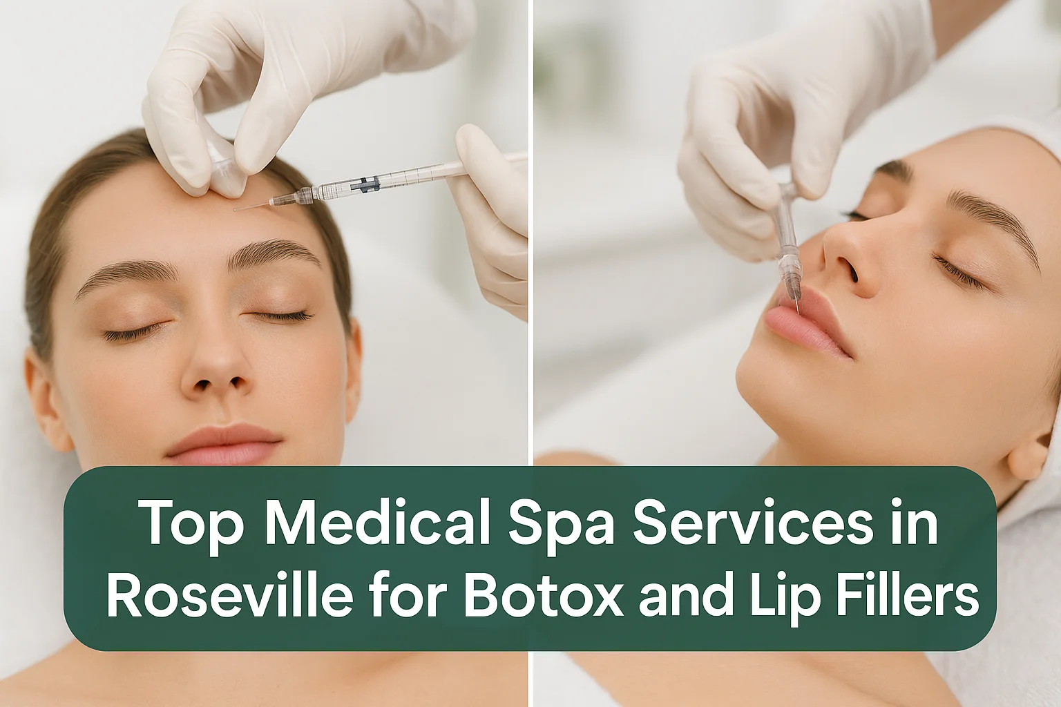 Professional medical spa thumbnail showing Botox and lip filler treatments on a woman's face, highlighting advanced aesthetic services in Roseville with clean and natural skin appearance